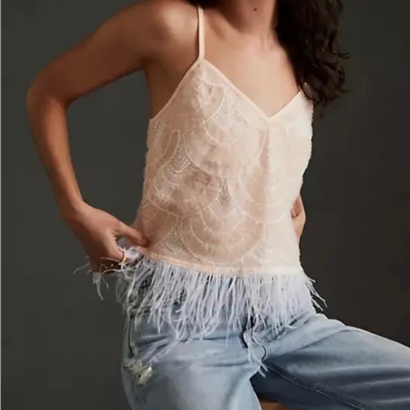 Sequin Feather-Hem Tank - Picture 1 of 4